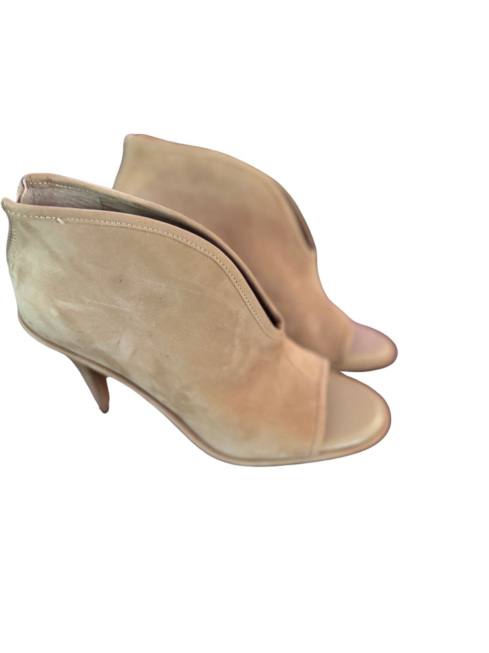 Vince Camuto Tan Suede Open-Toe Heel Booties - Picture 3 of 7